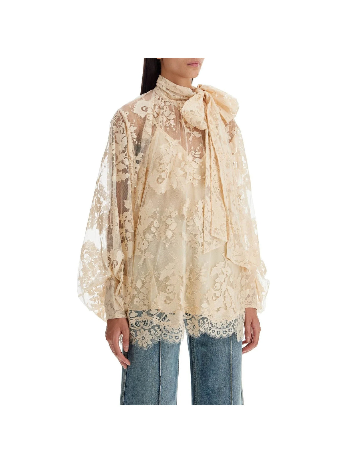 Of Lace Blouse With Floral Pattern