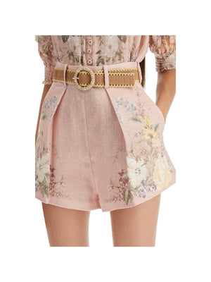 Floral Waverly Tuck Linen Shorts.