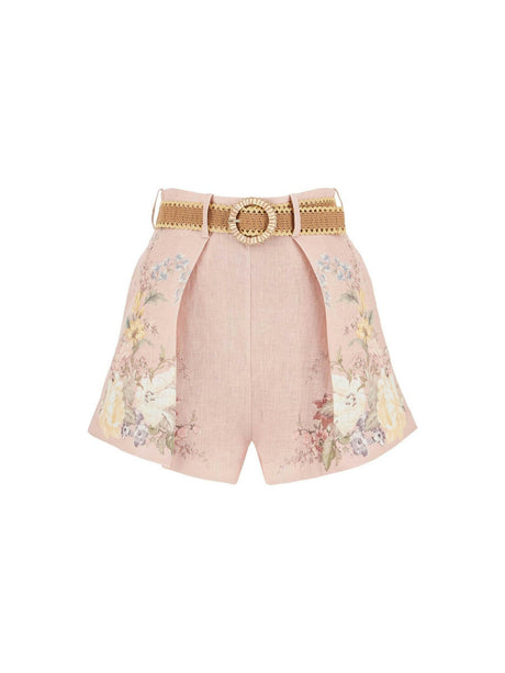 Floral Waverly Tuck Linen Shorts.