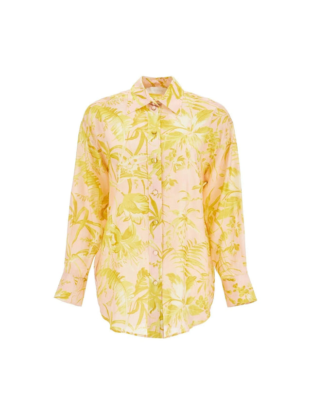 ZIMMERMANN-Golden Relaxed Silk Button-Up Shirt -JOHN JULIA.