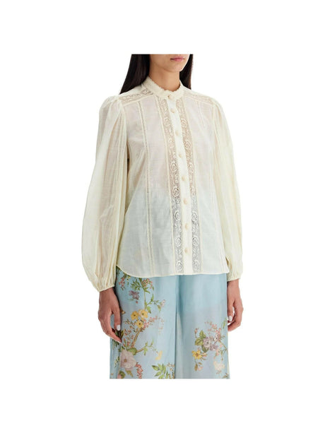 ZIMMERMANN-Halliday Lace Trimmed Shirt-JOHN JULIA