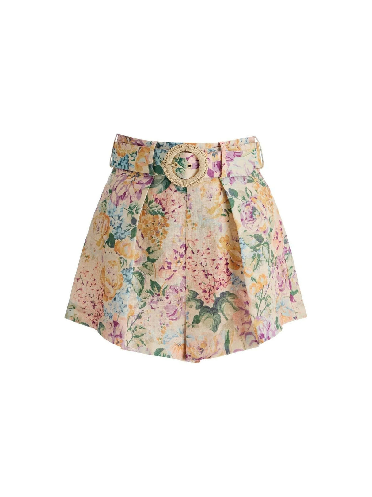 ZIMMERMANN-Halliday Tuck Linen Shorts-JOHN JULIA