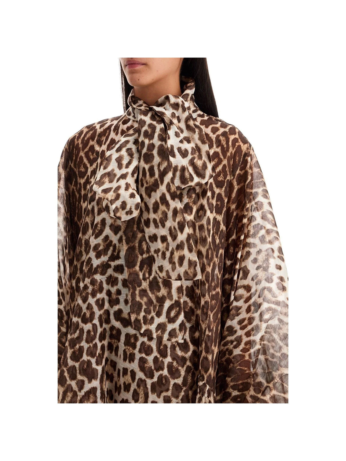 ZIMMERMANN-Leopard Print Linen Silk Dress-JOHN JULIA