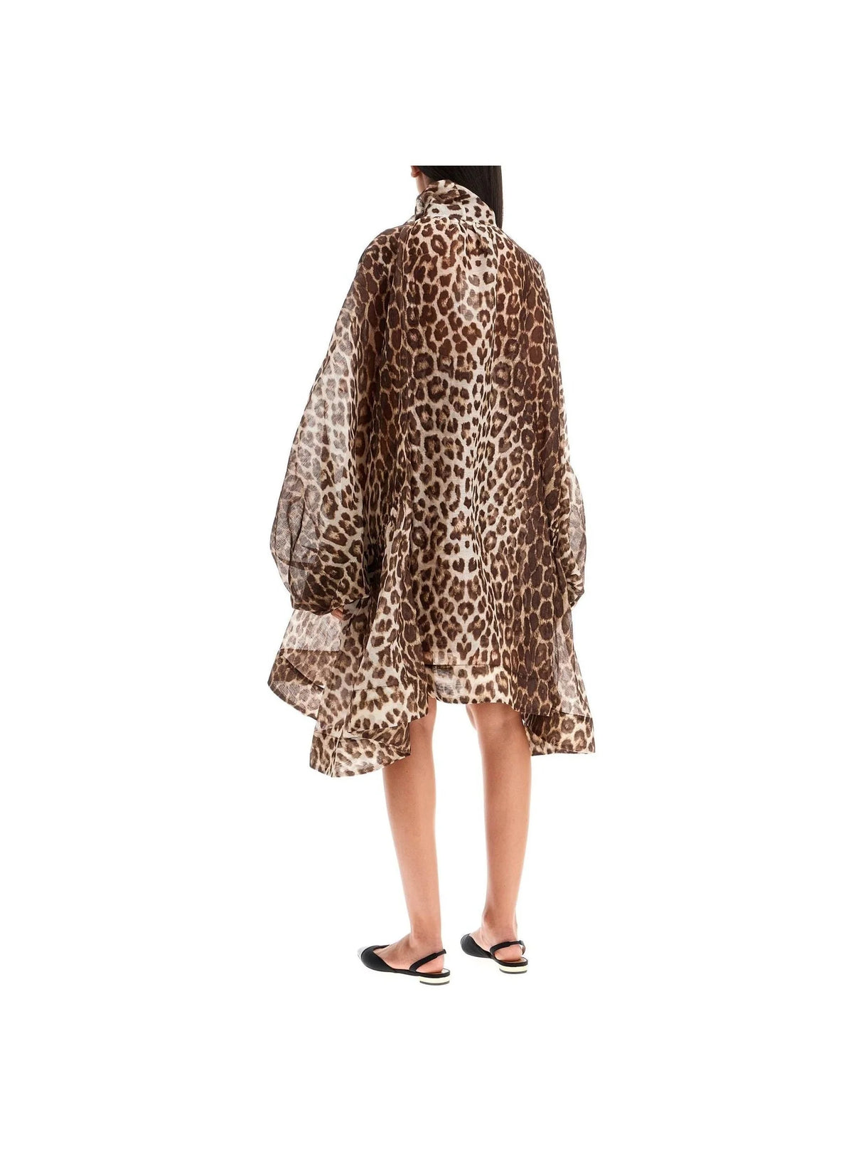 ZIMMERMANN-Leopard Print Linen Silk Dress-JOHN JULIA