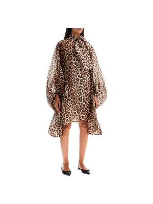 ZIMMERMANN-Leopard Print Linen Silk Dress-JOHN JULIA