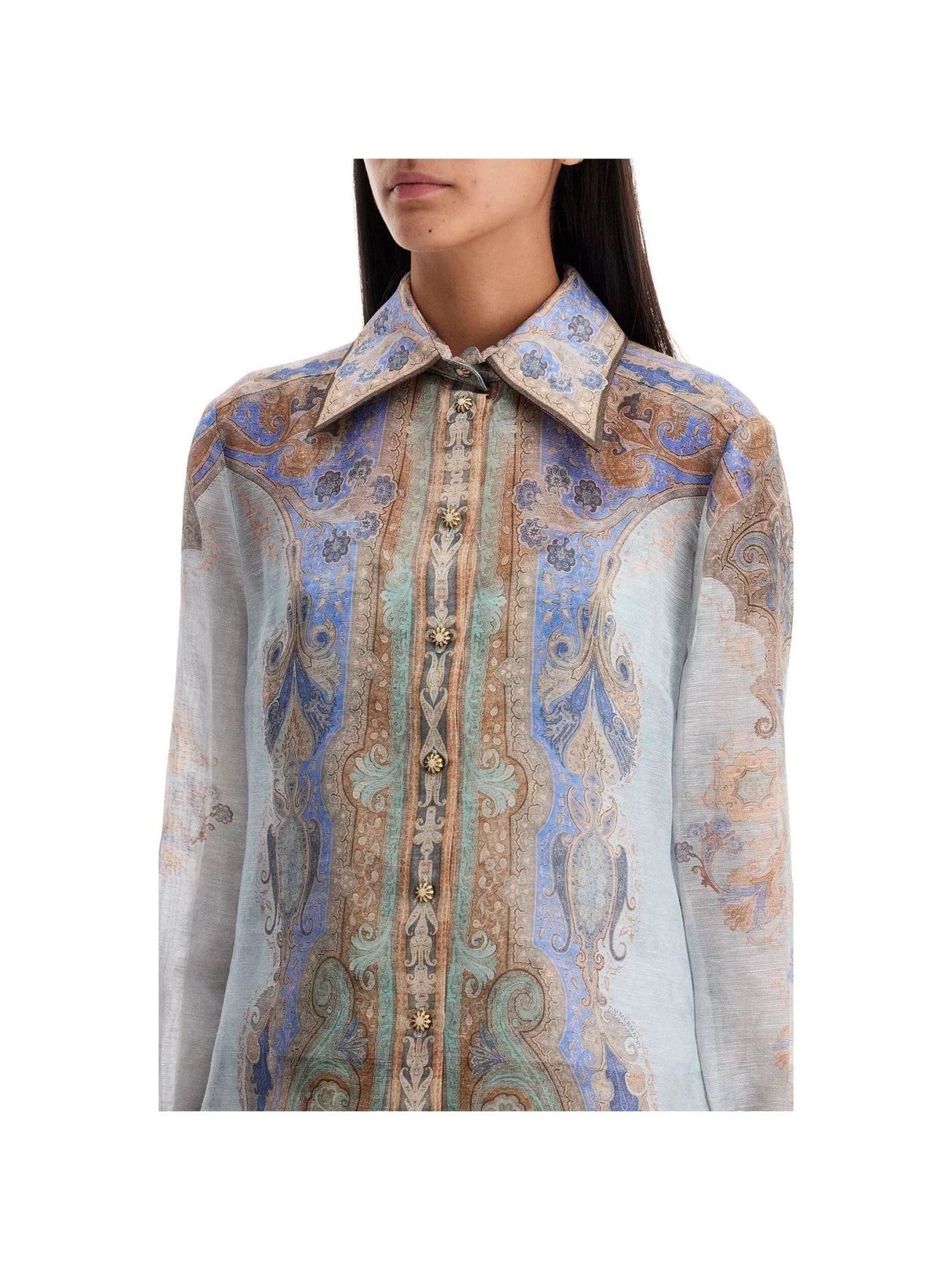 Paisley Print Linen Silk Shirt-ZIMMERMANN-JOHN JULIA