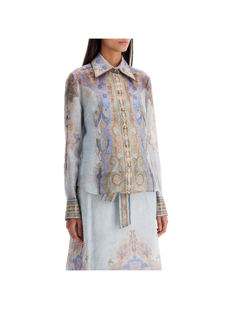 Paisley Print Linen Silk Shirt-ZIMMERMANN-JOHN JULIA