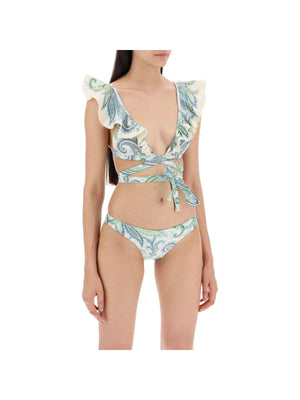 Paisley Ottie Wrap Ruffle Bikini Set.