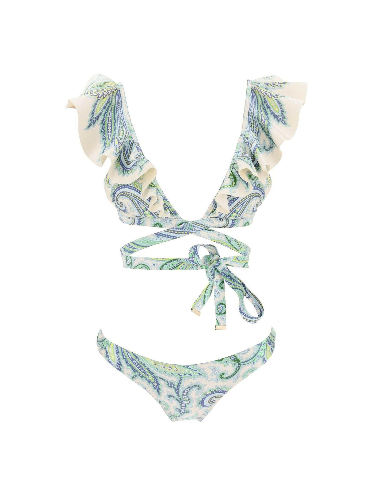 Paisley Ottie Wrap Ruffle Bikini Set.