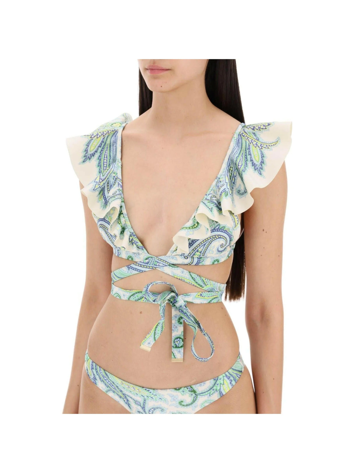 Paisley Ottie Wrap Ruffle Bikini Set.