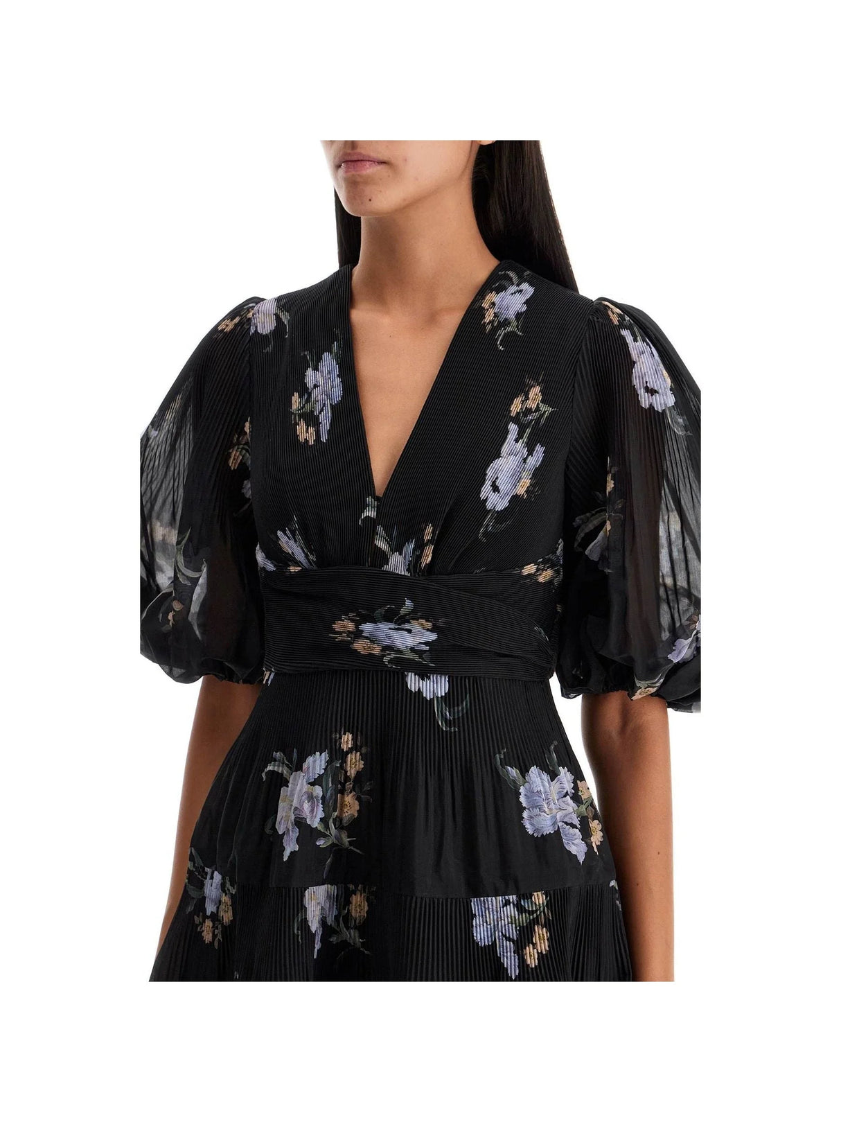 Pleated Floral Organza Mini Dress - Women > Clothing > Dresses > Mini