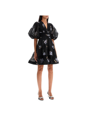 Pleated Floral Organza Mini Dress - Women > Clothing > Dresses > Mini