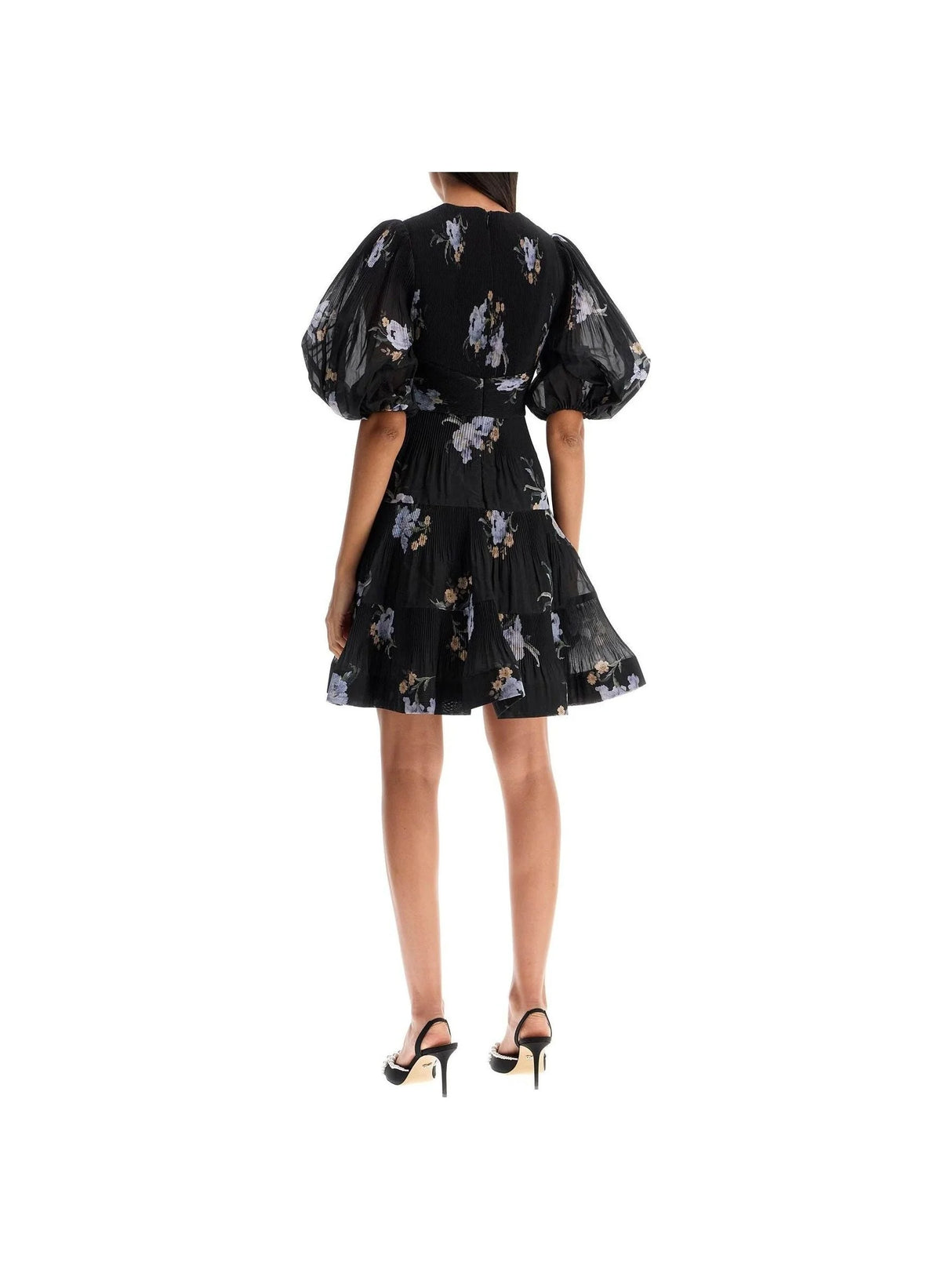 Pleated Floral Organza Mini Dress - Women > Clothing > Dresses > Mini