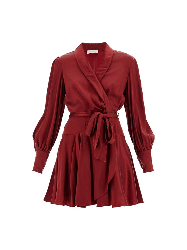 Wrap Satin Mini Dress-ZIMMERMANN-JOHN JULIA