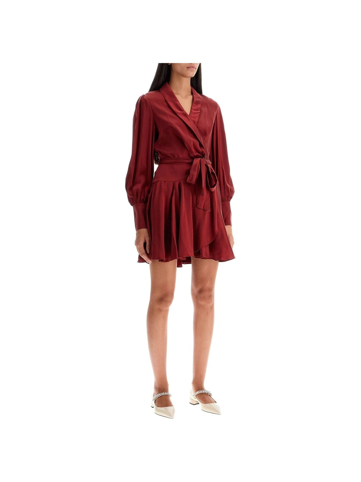 Wrap Satin Mini Dress-ZIMMERMANN-JOHN JULIA