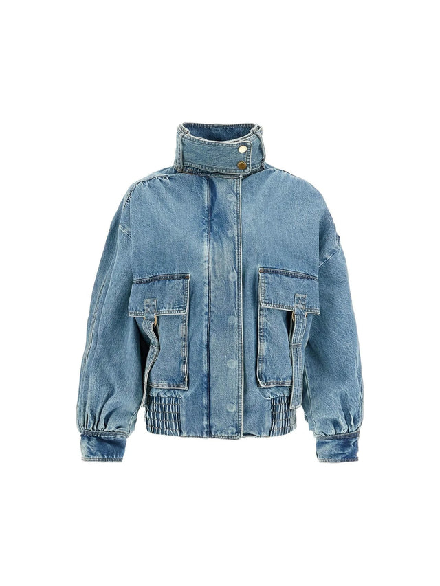 Vintage-Washed Denim Bomber Jacket-ZIMMERMANN-JOHN JULIA