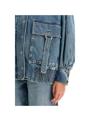 Vintage-Washed Denim Bomber Jacket-ZIMMERMANN-JOHN JULIA