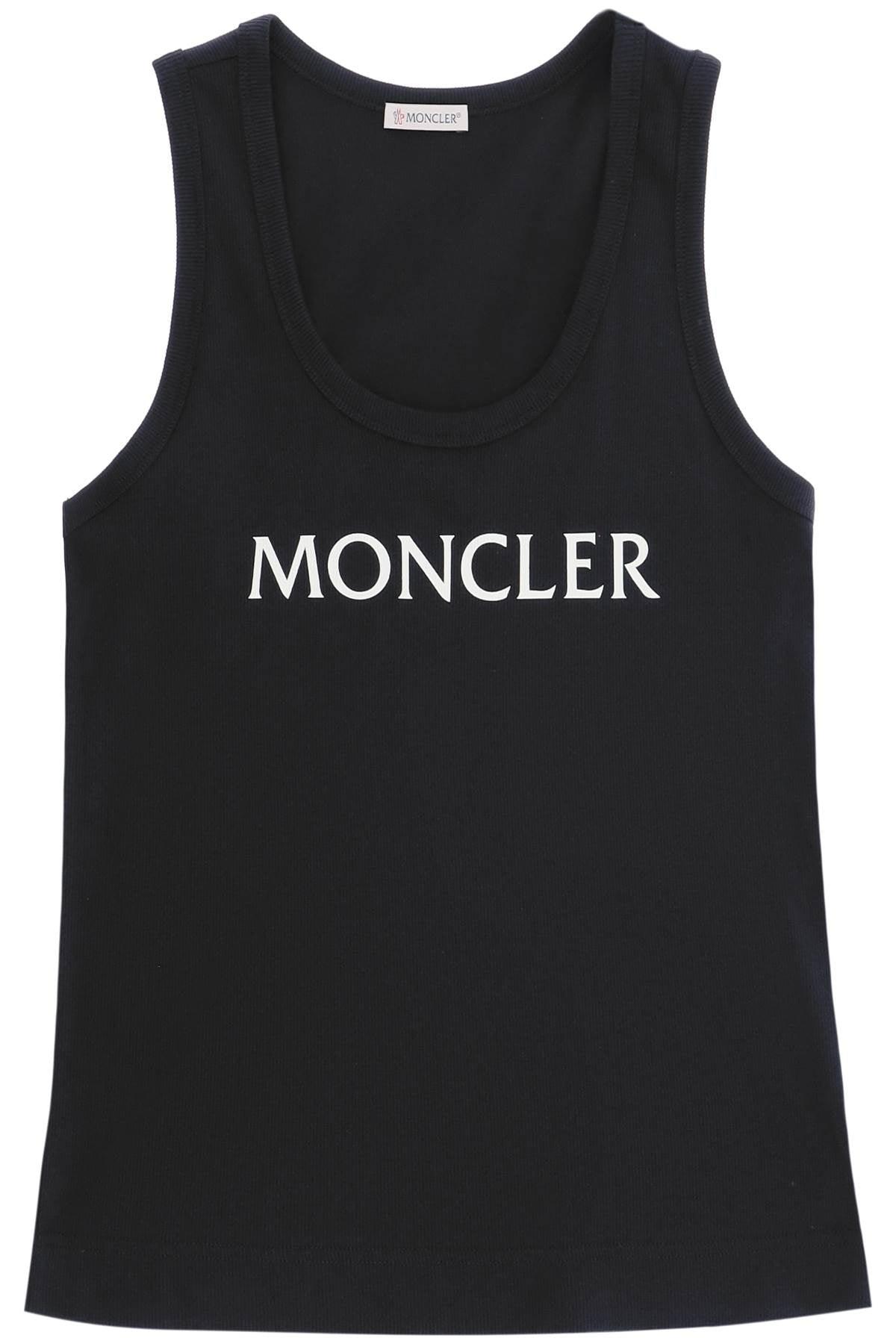 Moncler Logo Print Cotton Ribbed Tank Top - JOHN JULIA