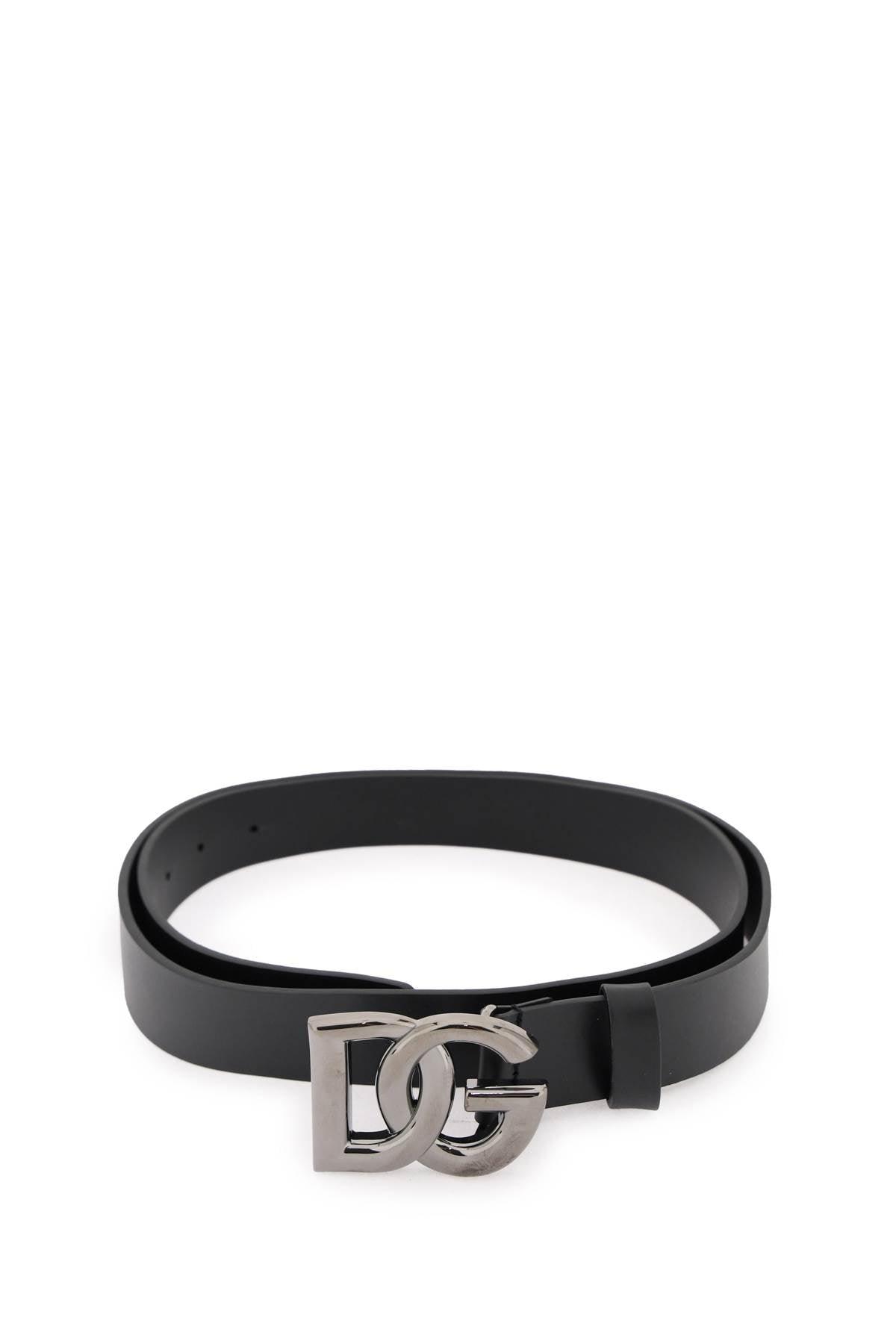 Dolce & Gabbana Lux Leather Belt With Crossed Dg Logo - JOHN JULIA