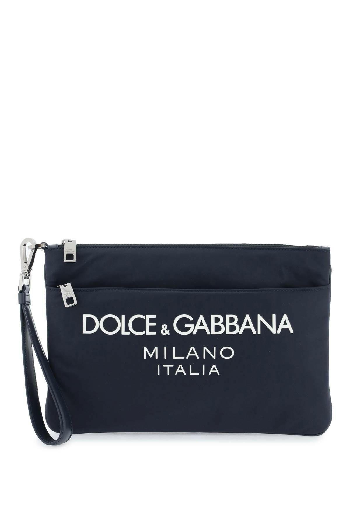 Dolce & Gabbana Nylon Pouch With Rubberized Logo - JOHN JULIA