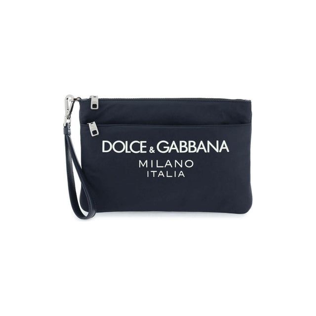 Nylon Pouch With Rubberized Logo DOLCE & GABBANA JOHN JULIA.