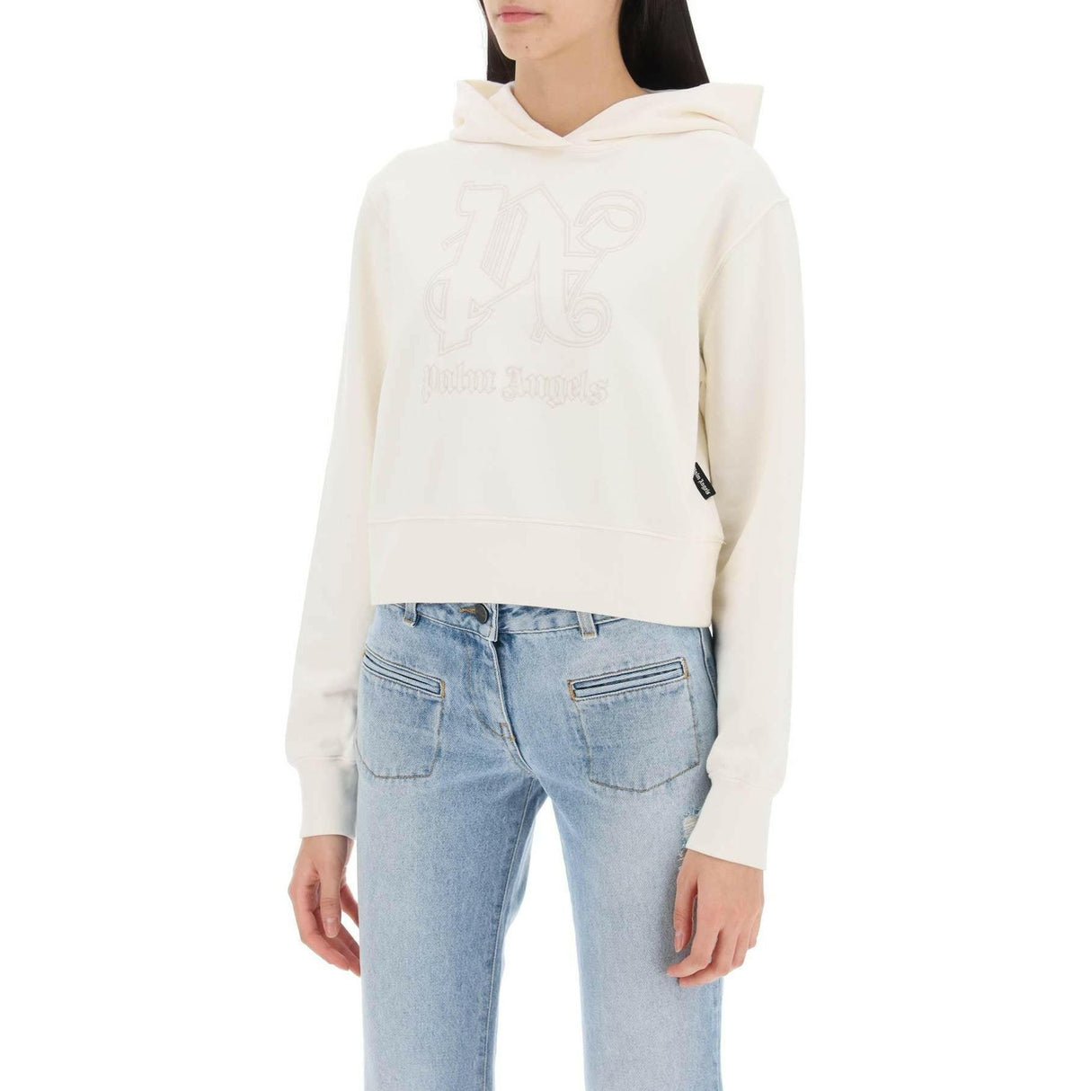 Cropped Hoodie With Monogram Embroidery PALM ANGELS JOHN JULIA.