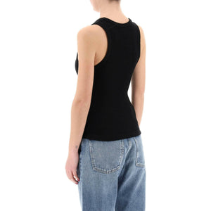 Black Organic Cotton Poppy Ribbed Tank Top AGOLDE JOHN JULIA.