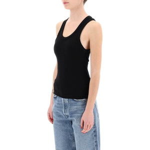 Black Organic Cotton Poppy Ribbed Tank Top AGOLDE JOHN JULIA.