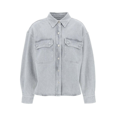 Gray Rain Gwen Recycled-Denim Shirt AGOLDE JOHN JULIA.