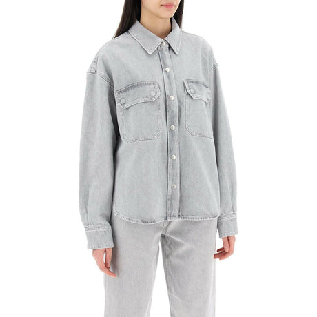 Gray Rain Gwen Recycled-Denim Shirt AGOLDE JOHN JULIA.