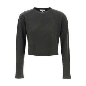 Mason' Gray Fracture Soft Organic Cotton Jersey Cropped Long-Sleeved T-Shirt AGOLDE JOHN JULIA.