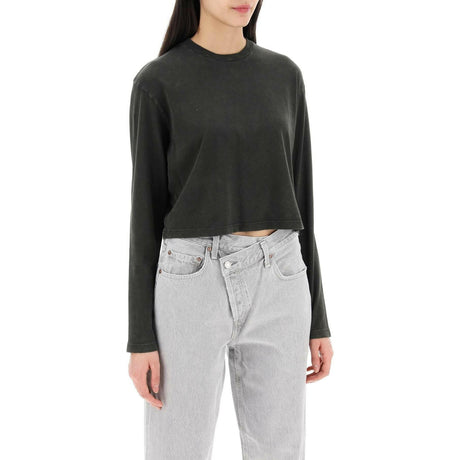 Mason' Gray Fracture Soft Organic Cotton Jersey Cropped Long-Sleeved T-Shirt AGOLDE JOHN JULIA.