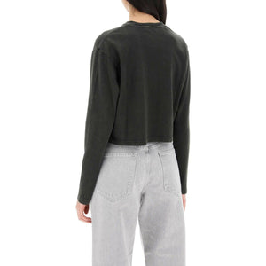 Mason' Gray Fracture Soft Organic Cotton Jersey Cropped Long-Sleeved T-Shirt AGOLDE JOHN JULIA.