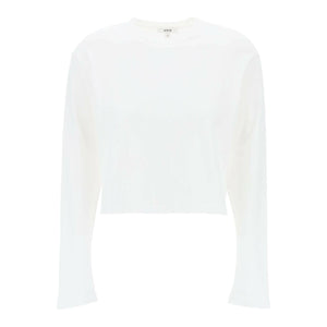 White Organic Cotton Cropped Long-Sleeve T-Shirt AGOLDE JOHN JULIA.