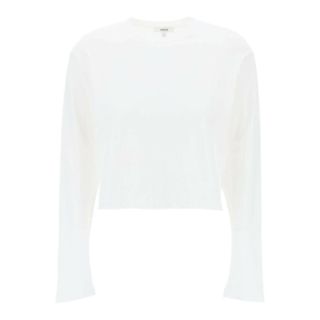 White Organic Cotton Cropped Long-Sleeve T-Shirt AGOLDE JOHN JULIA.