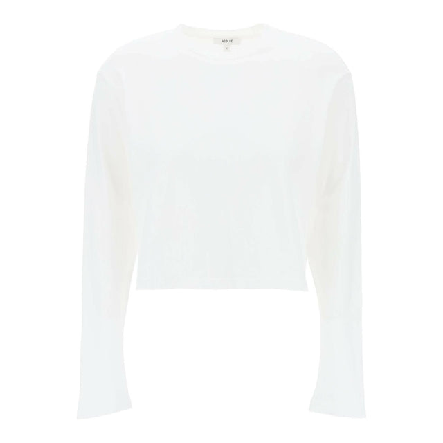 White Organic Cotton Cropped Long-Sleeve T-Shirt AGOLDE JOHN JULIA.