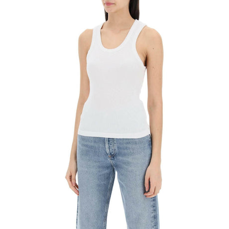 White Poppy Ribbed Organic Cotton-Blend Tank Top AGOLDE JOHN JULIA.