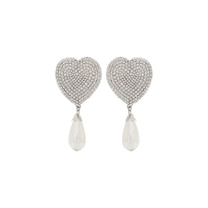 Heart Crystal Earrings With Pearls ALESSANDRA RICH JOHN JULIA.