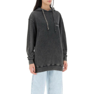 Oversized Hoodie With Print And Rhinestones ALESSANDRA RICH JOHN JULIA.