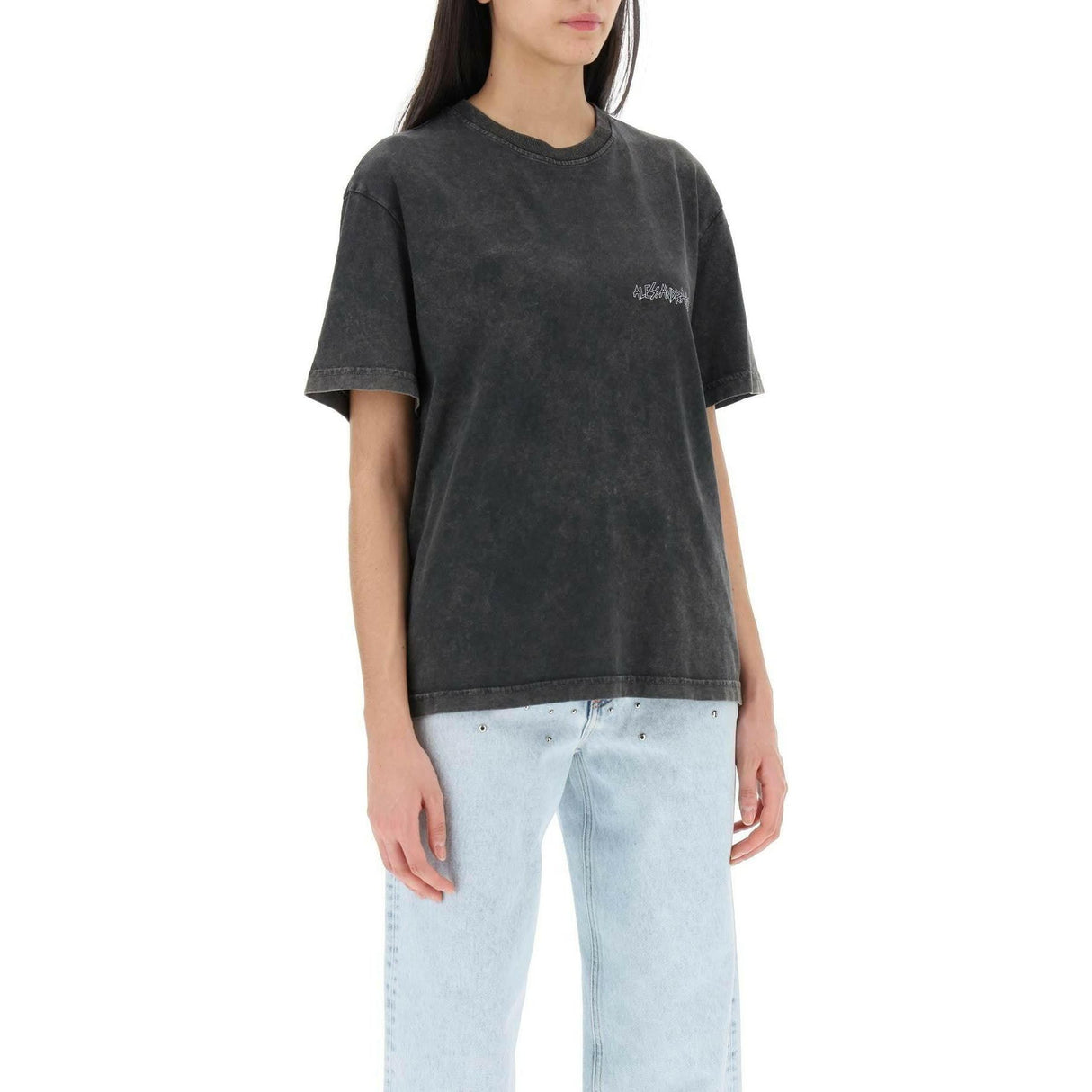 Oversized T-Shirt With Print And Rhinestones ALESSANDRA RICH JOHN JULIA.