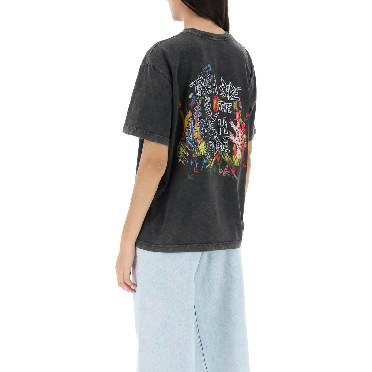 Oversized T-Shirt With Print And Rhinestones ALESSANDRA RICH JOHN JULIA.