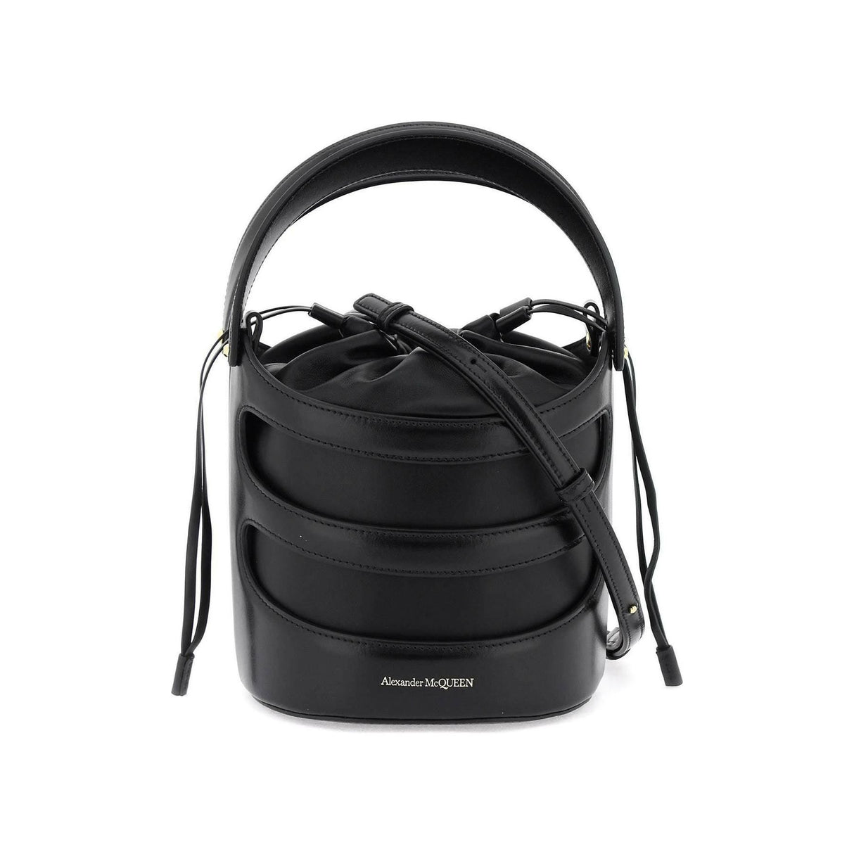 Black Rise Leather Bucket Bag ALEXANDER MCQUEEN JOHN JULIA.