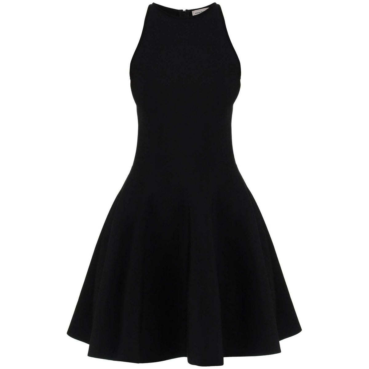 Black Sleeveless Knitted Viscose-Blend Mini Dress ALEXANDER MCQUEEN JOHN JULIA.