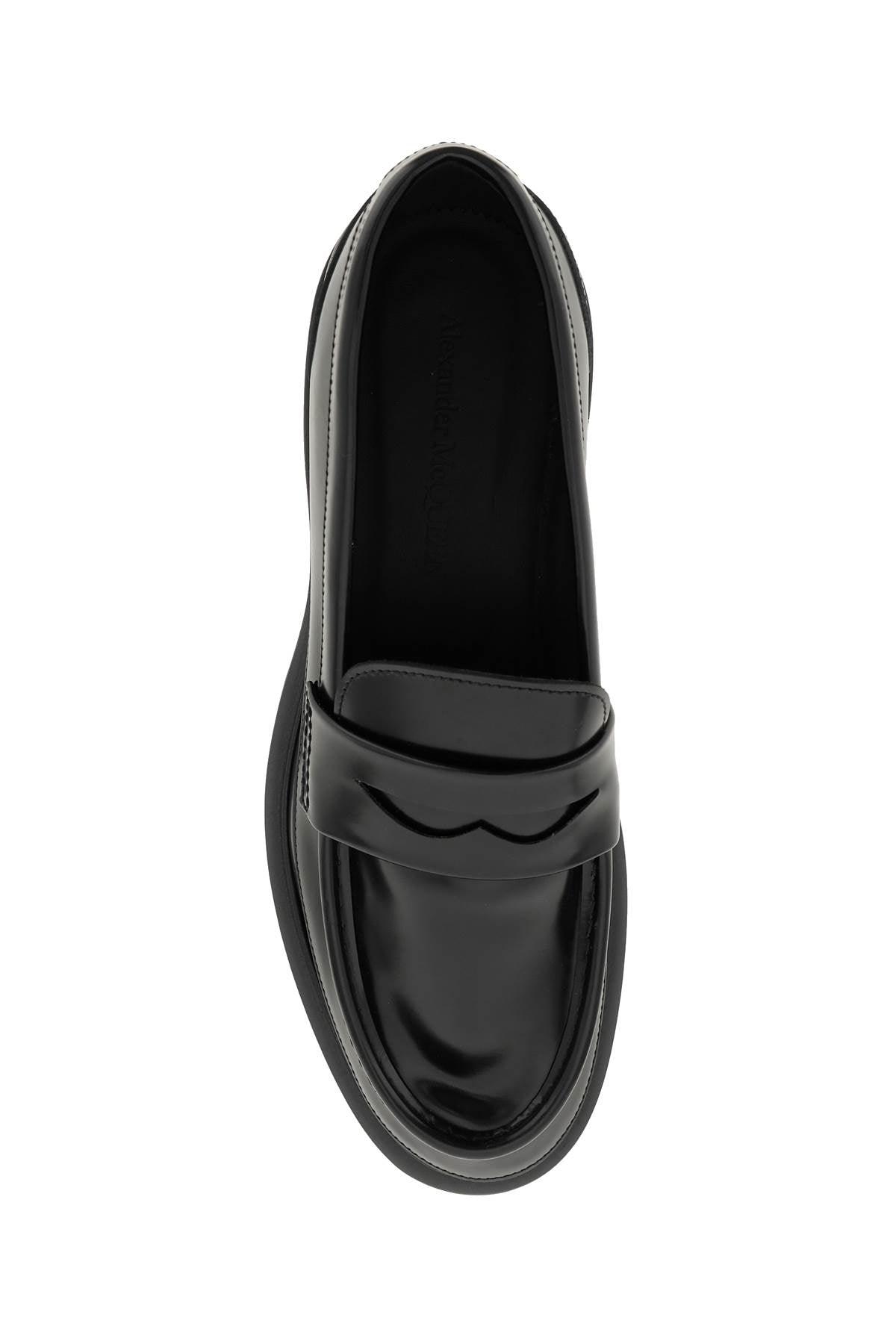 Alexander Mcqueen Brushed Leather Penny Loafers - JOHN JULIA