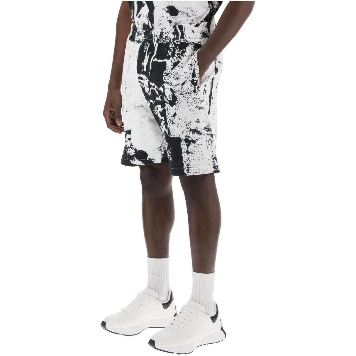 Fold Print Sweat Shorts ALEXANDER MCQUEEN JOHN JULIA.