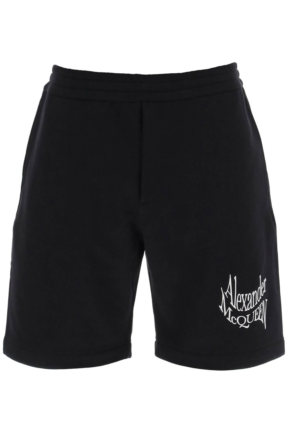 Alexander Mcqueen Warped Logo Sweat Shorts - JOHN JULIA