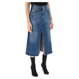 Washed Denim Midi Skirt ALEXANDER MCQUEEN JOHN JULIA.