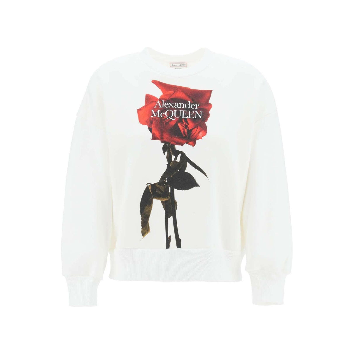 White Shadow Rose Cocoon Sleeve Sweatshirt ALEXANDER MCQUEEN JOHN JULIA.