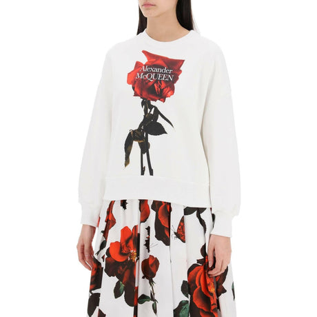 White Shadow Rose Cocoon Sleeve Sweatshirt ALEXANDER MCQUEEN JOHN JULIA.