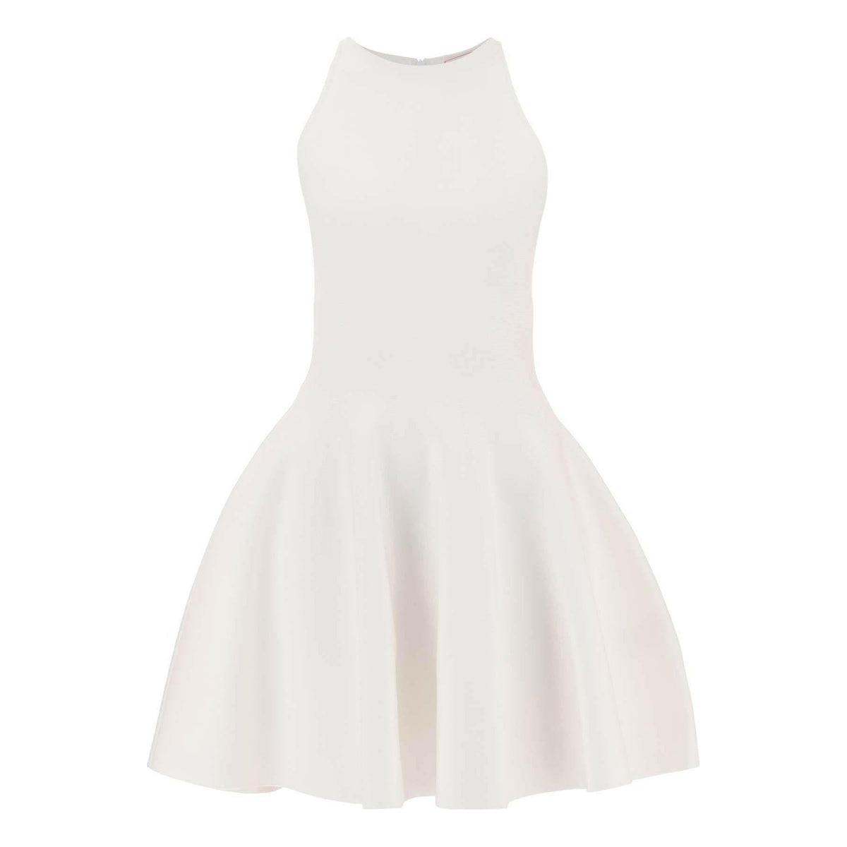 White Sleeveless Knitted Viscose-Blend Mini Dress ALEXANDER MCQUEEN JOHN JULIA.